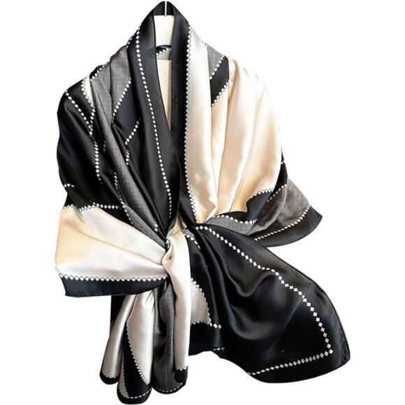 Accessories - Shawl Scarf For Women E5-black and White Diamond Check(70.8"x35.4")